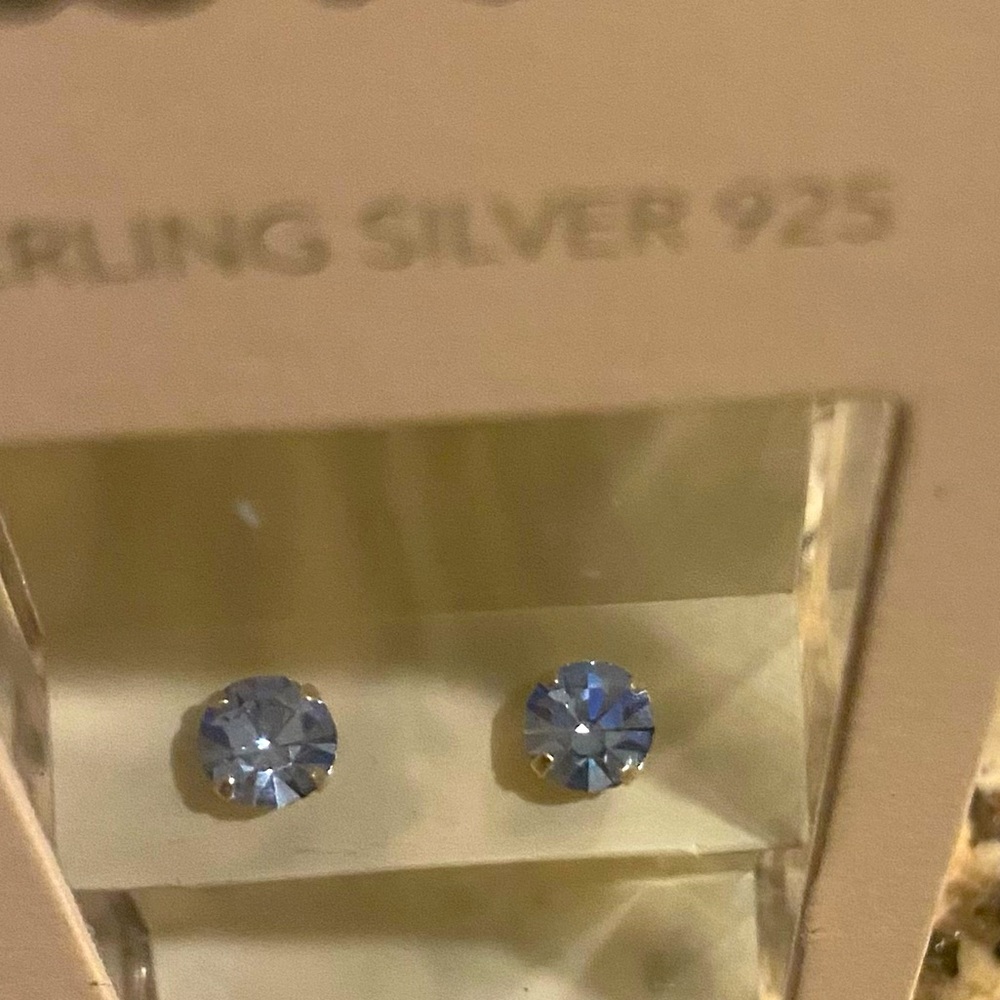 Sterling Silver Blue Gem Earrings